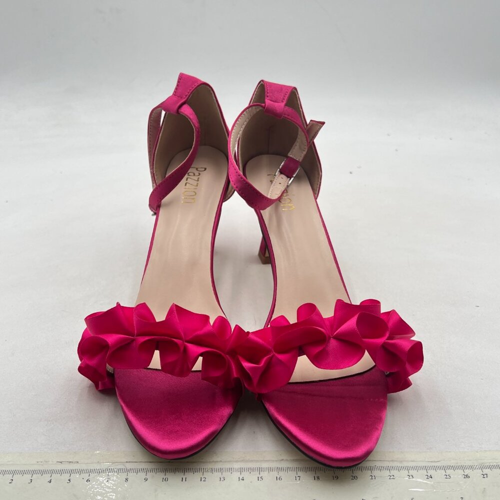 Pazzion Fuchsia Ruffles Open Round Toe Mid Heel P… - image 3